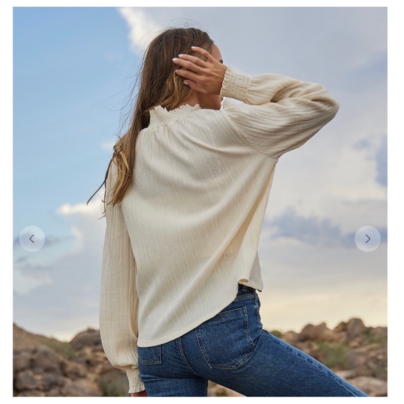 Most Fabulous Smoked Mock Neck Velvet Ribbed Top - Picture 4 of 4